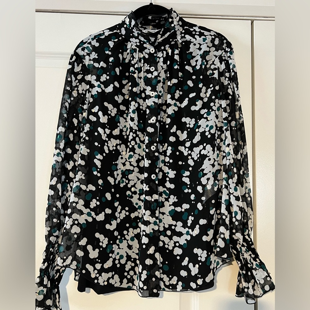 Chico’s Green Dot Print Blouse